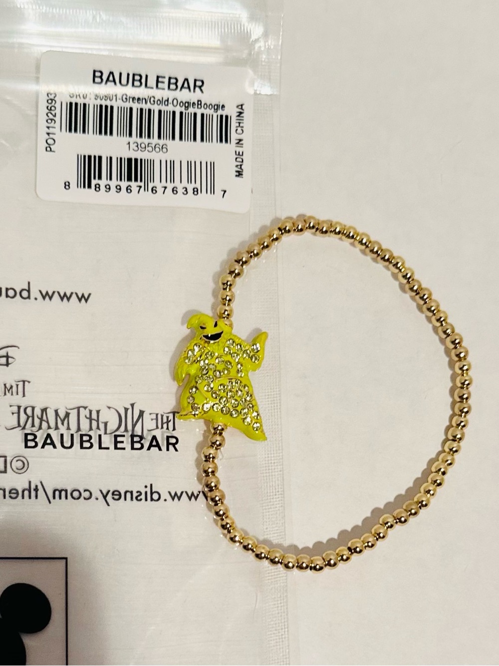 Baublebar NWT The Nightmare Before Christmas Oogie Boogie Pisa Bracelet